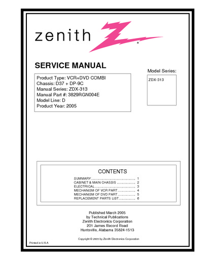Zenith ZDX-313 DVD