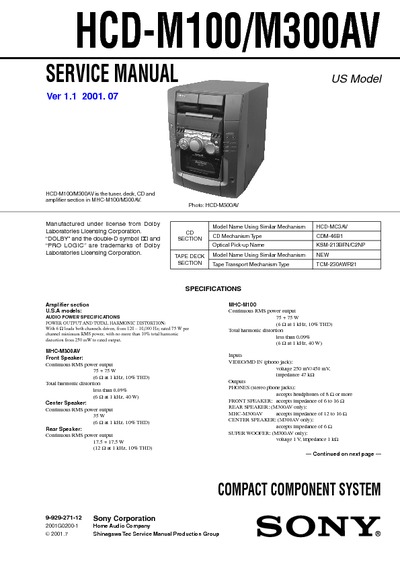 Sony HCD-M100, HCD-M300