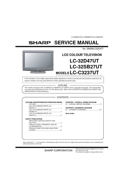 Sharp LC32D47UT, LC32SB27UT, LCC3237UT LCD
