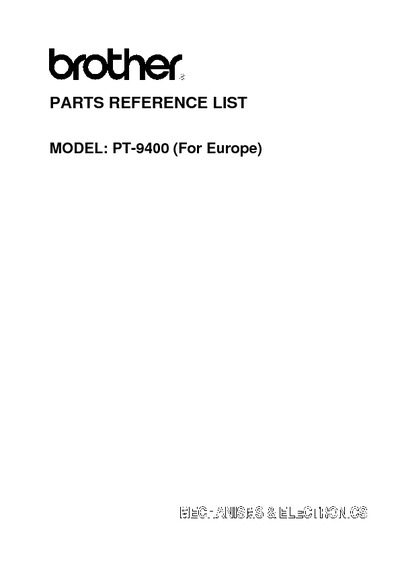 Brother PT-9400 Parts Manual
