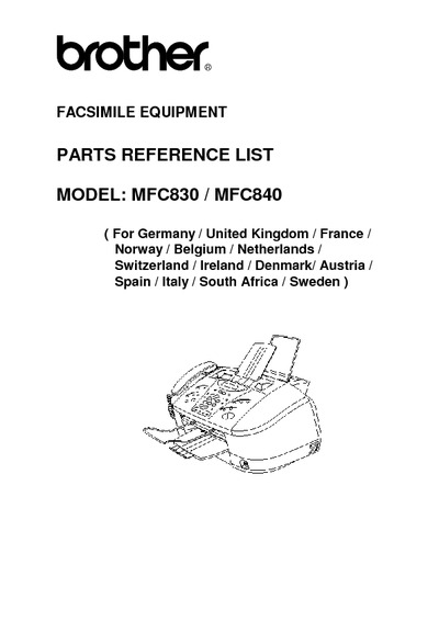 Brother MFC-830, 840 Parts Manual
