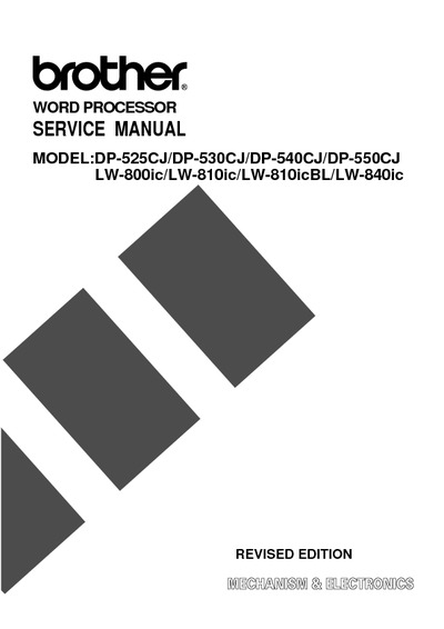 Brother 525CJ, 530CJ, 540CJ, 550CJ, LW-800ic, 810ic(bl), 840ic Service Manual