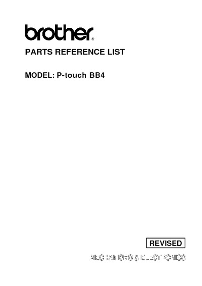 Brother P-touch bb4 Parts Manual