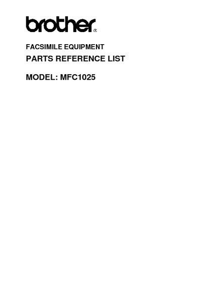 Brother MFC-1025 Parts Manual