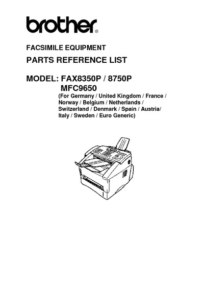 Brother Fax 8350p, 8750p, MFC-9650 Parts Manual