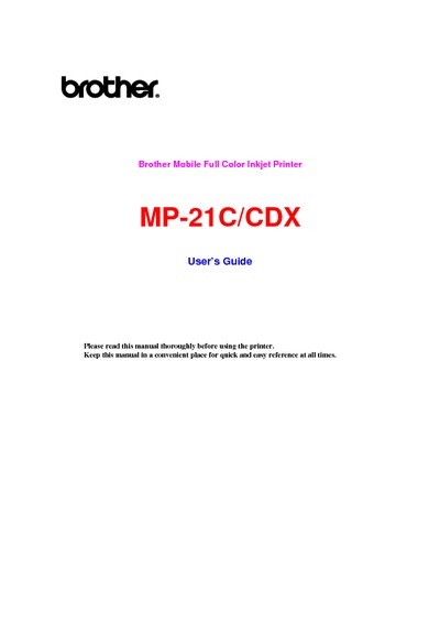 Brother MP-21C CDX Manual