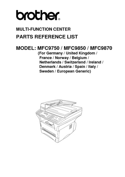 Brother MFC-9750, 9850, 9870 Parts Manual