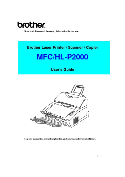Brother MFC-P2000 Manual