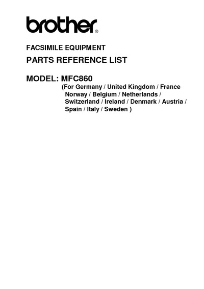 Brother MFC-860 Parts Manual
