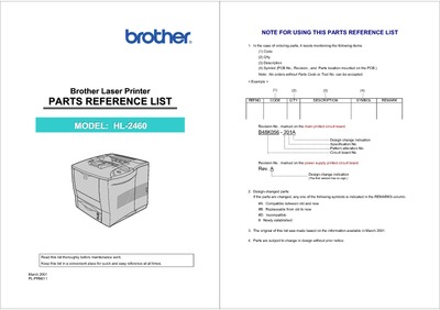 Brother HL-2460 Parts Manual