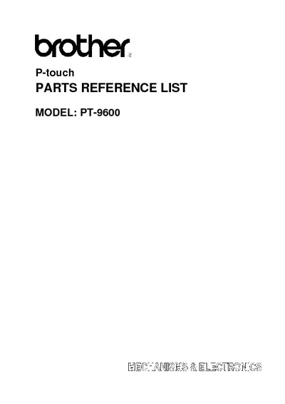 Brother PT-9600 Parts Manual
