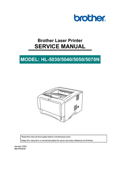 Brother HL-5030, 5040, 5050, 5070n Service Manual