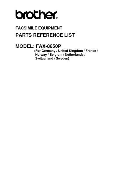 Brother Fax 8650p Parts Manual