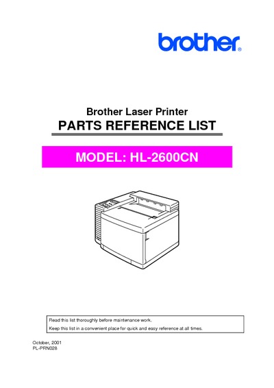 Brother HL-2600cn Parts Manual
