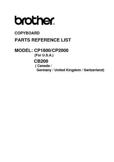 Brother CP1800, CP2000, CB200 Parts Manual