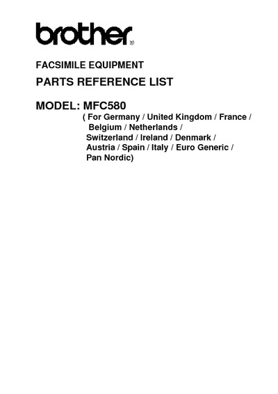Brother MFC-580 Parts Manual