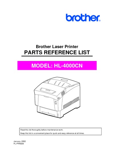 Brother HL-4000cn Parts Manual