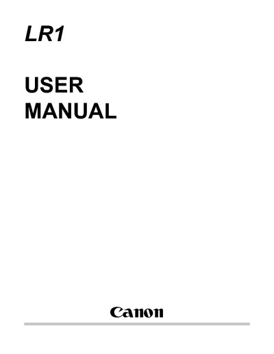 Canon LR1 User Manual