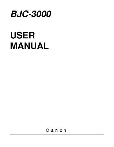 Canon BJC-3000 User Manual