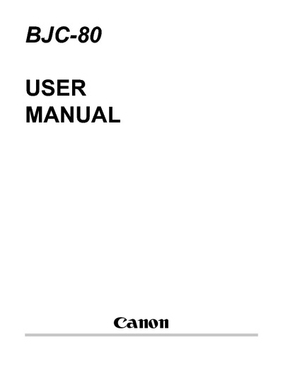 Canon BJC-80 User Manual