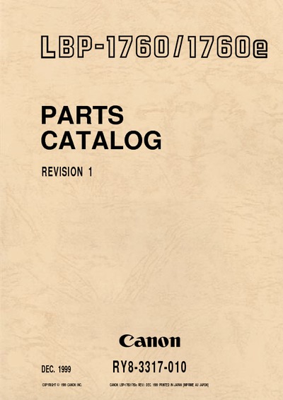 Canon LBP-1760 Parts Manual