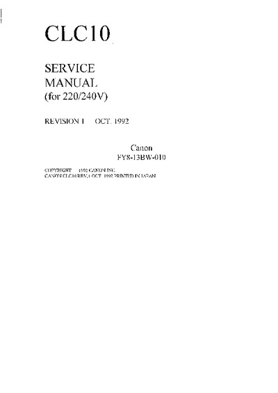 Canon Color Laser Copier CLC-10 Service Manual