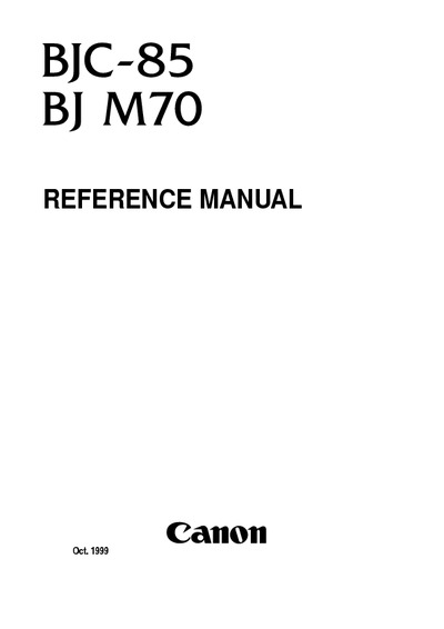 Canon BJC-85 Reference Manual