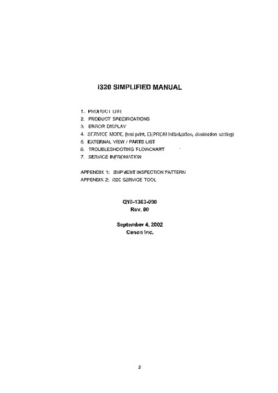 Canon i320 Service Manual (simplified)