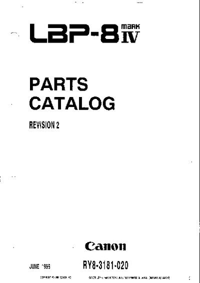 Canon LBP-8iv Parts Manual
