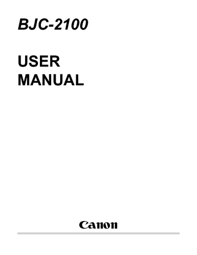 Canon BJC-2100 User Manual