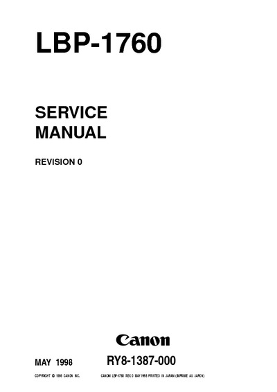 Canon LBP-1760 Service Manual