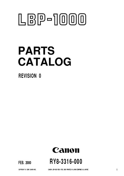 Canon LBP-1000 Parts Manual