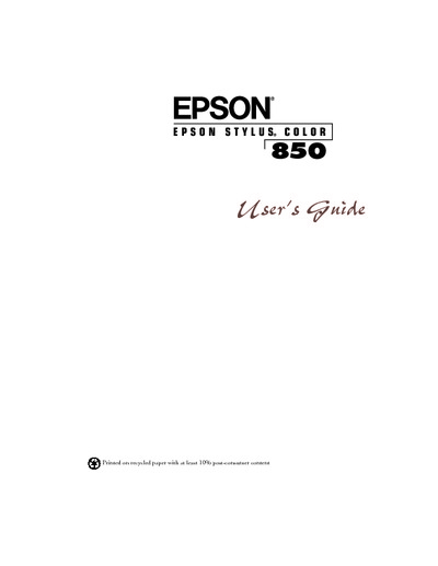 Epson Stylus 850 User's Guide