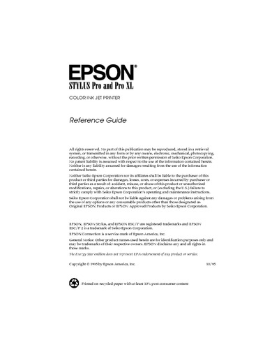 Epson Stylus Pro Reference Guide