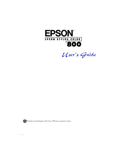 Epson Stylus 800N User's Guide