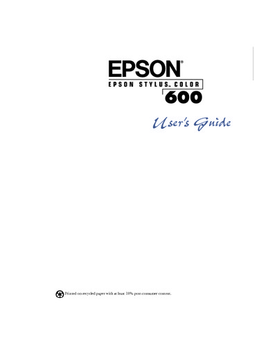 Epson Stylus 600 User's Guide