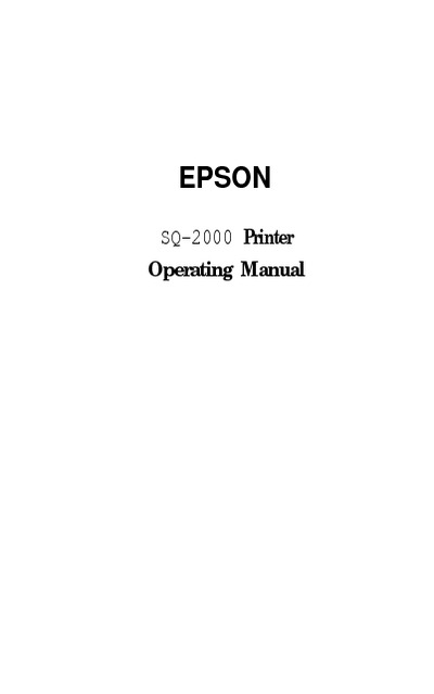 Epson SQ-2000 Printer Operating Manual