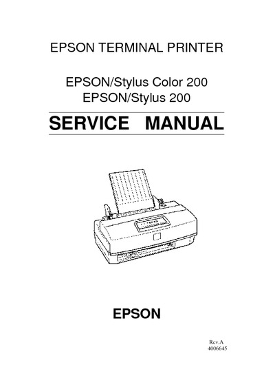 Epson Stylus Color 200 - Stylus 200 Service Manual