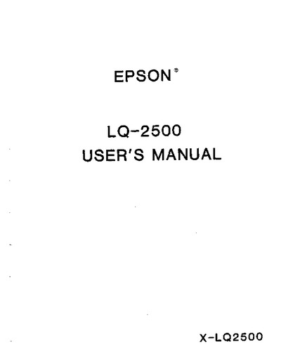 Epson LQ-2500 User's Manual