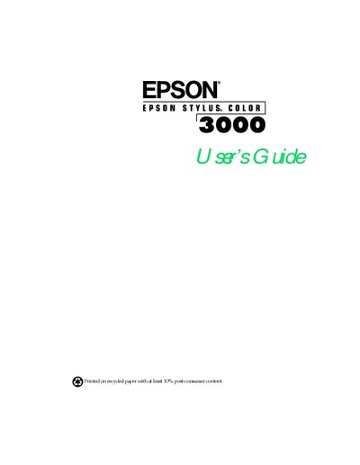 Epson Stylus 3000 User's Guide