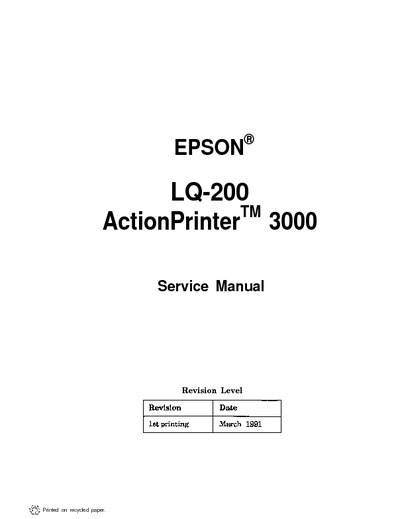 Epson LQ-200 Service Manual