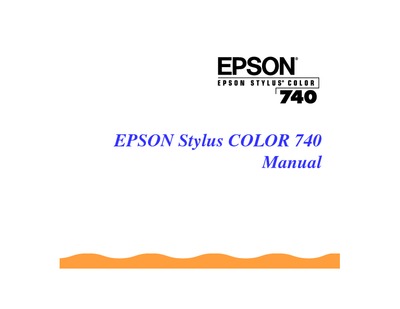 Epson Stylus 740 Manual