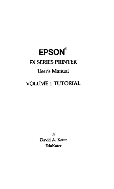 Epson FX Series User's Manual