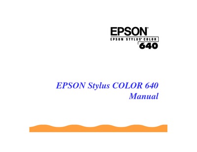 Epson Stylus 640 Manual