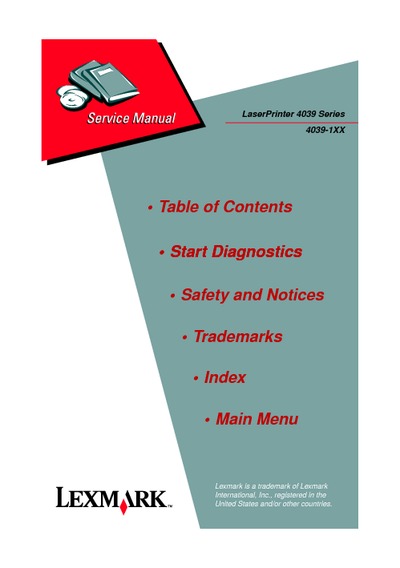 Lexmark LaserPrinter 4039 Series Service Manual