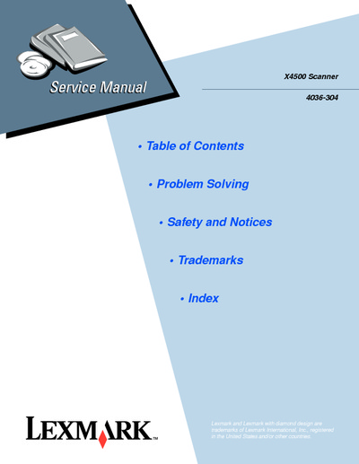 Lexmark X-4500 4036-304 Scanner Service Manual