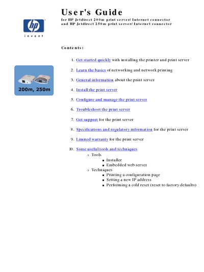 HP Jetdirect Print Server 2-250M User Guide