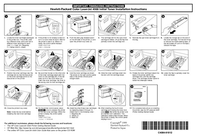 HP Color LaserJet 4500 Initial Toner Installation Instructions