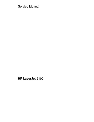 HP LaserJet 2100 Service Manual