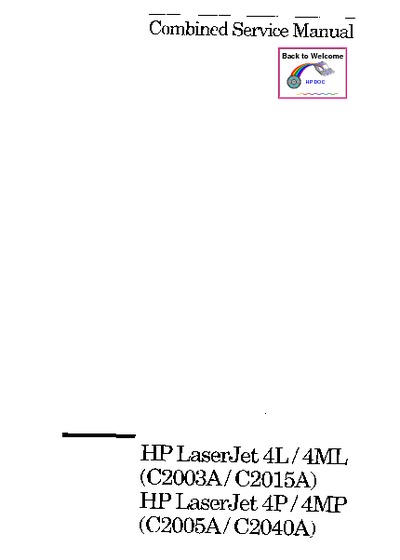 HP LaserJet 4L - 4P Service Manual